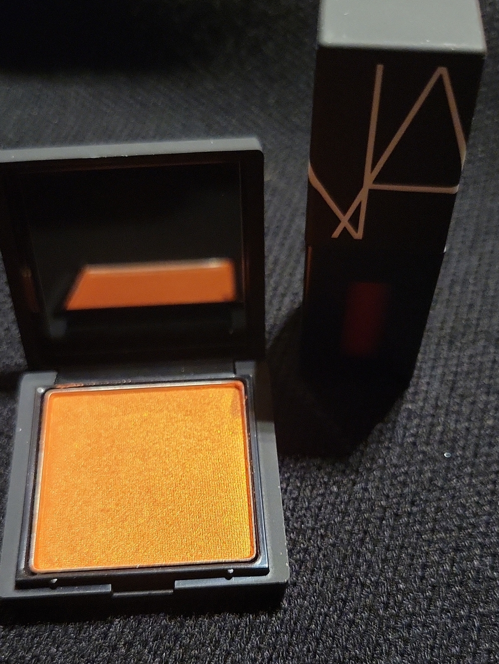 NARS Single Eyeshadow — Bright Metallic Orange and Lip Stick